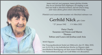 Traueranzeige von Gerhild Näck von FZ