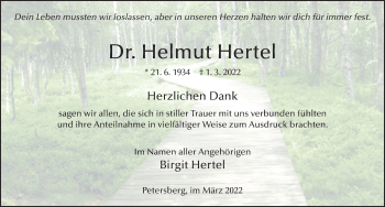 Traueranzeige von Helmut Hertel von FZ