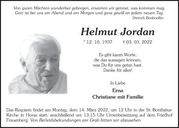 Traueranzeige von Helmut Jordan von FZ