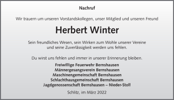 Traueranzeige von Herbert Winter von FZ