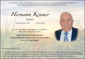 Traueranzeige von Hermann Kramer von FZ