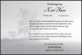 Traueranzeige von Karl Blum von FZ