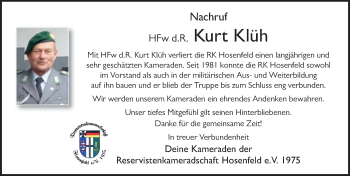 Traueranzeige von Kurt Klüh von FZ