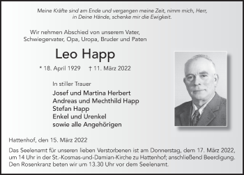 Traueranzeige von Leo Happ von FZ