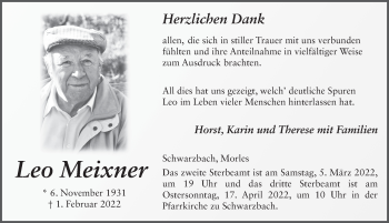 Traueranzeige von Leo Meixner von FZ