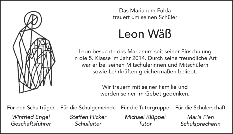  Traueranzeige für Leon Wäß vom 11.03.2022 aus FZ