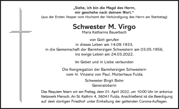 Traueranzeige von Maria Katharina Bauerbach von FZ