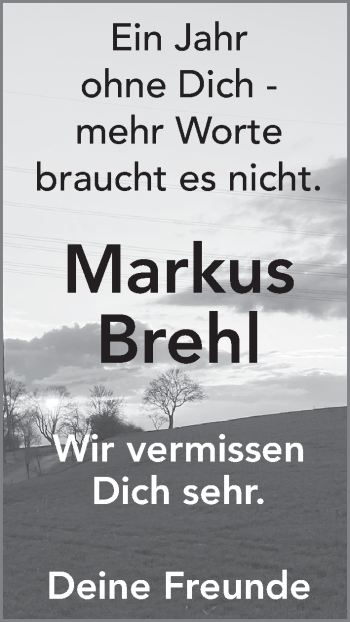 Traueranzeige von Markus Brehl von FZ
