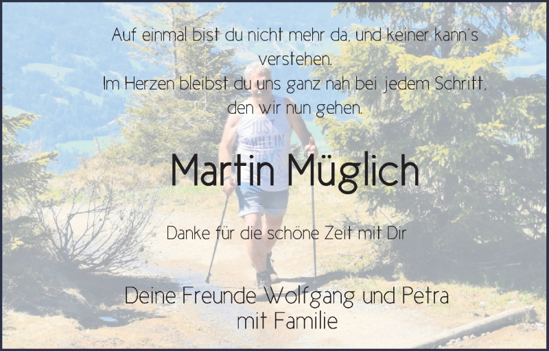  Traueranzeige für Martin Müglich vom 26.03.2022 aus FZ