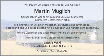 Traueranzeige von Martin Müglich von FZ