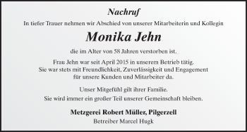 Traueranzeige von Monika Jehn von FZ