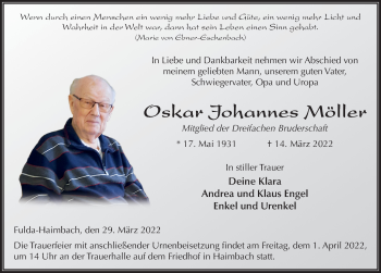Traueranzeige von Oskar Möller von FZ