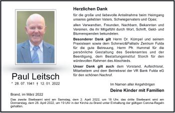 Traueranzeige von Paul Leitsch von FZ