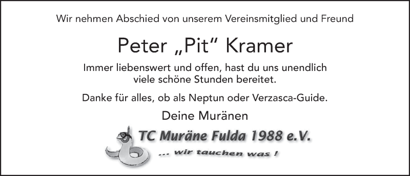  Traueranzeige für Peter Kramer vom 19.03.2022 aus FZ