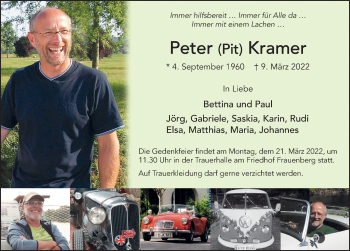 Traueranzeige von Peter Kramer von FZ