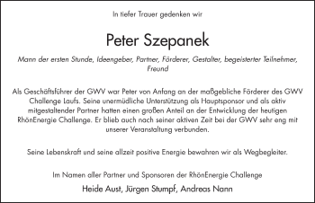 Traueranzeige von Peter Szepanek von FZ