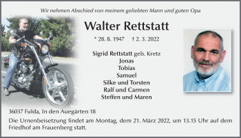 Traueranzeige von Walter Rettstatt von FZ