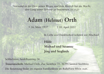 Traueranzeige von Adam Orth von FZ