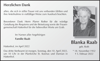 Traueranzeige von Blanka Raab von FZ