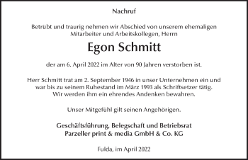 Traueranzeige von Egon Schmitt von FZ