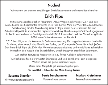 Traueranzeige von Erich Pipa von FZ