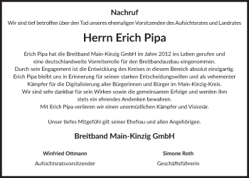 Traueranzeige von Erich Pipa von FZ