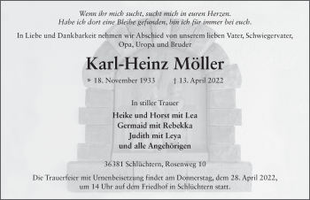 Traueranzeige von Karl-Heinz Möller von FZ