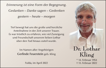 Traueranzeige von Lothar Kling von FZ