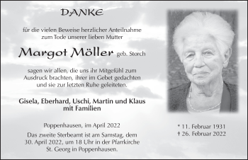 Traueranzeige von Margot Möller von FZ