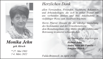 Traueranzeige von Monika Jehn von FZ