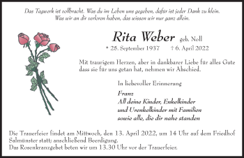 Traueranzeige von Rita Weber von FZ