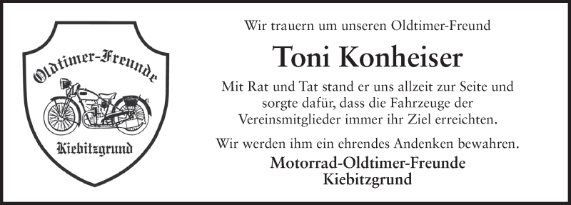  Traueranzeige für Toni Konheiser vom 25.04.2022 aus FZ