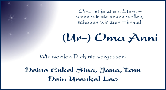 Traueranzeige von Anna Maschitz von FZ