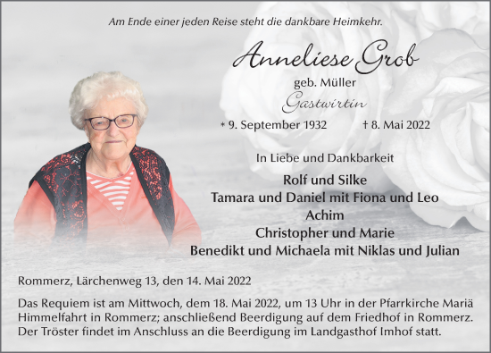 Traueranzeige von Anneliese Grob von FZ