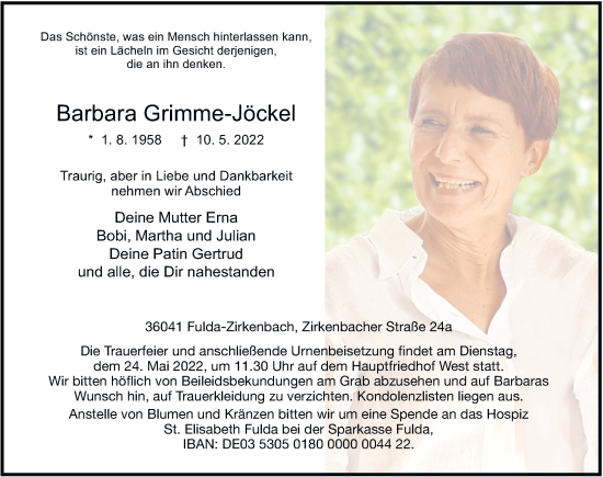Traueranzeige von Barbara Grimme-Jöckel von FZ