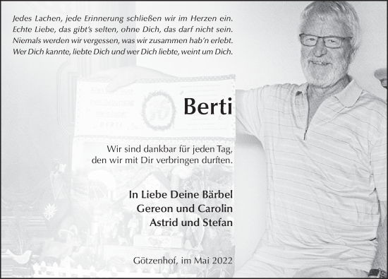 Traueranzeige von Berthold Bosold von FZ
