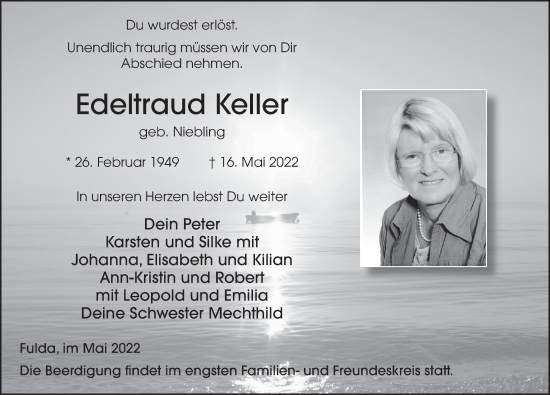 Traueranzeige von Edeltraud Keller von FZ