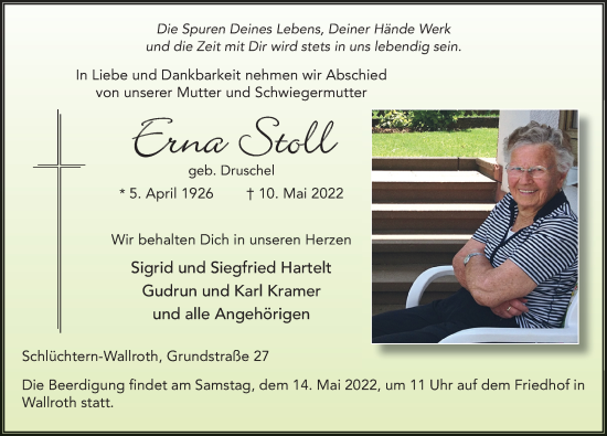 Traueranzeige von Erna Stoll von FZ