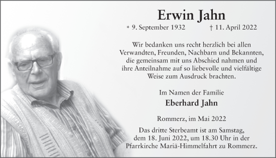 Traueranzeige von Erwin Jahn von FZ