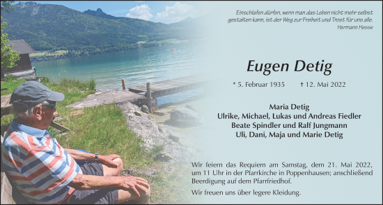 Traueranzeige von Eugen Detig von FZ