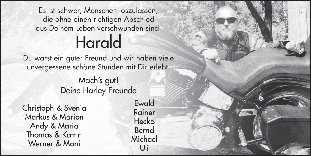  Traueranzeige für Harald Schädel vom 21.05.2022 aus FZ