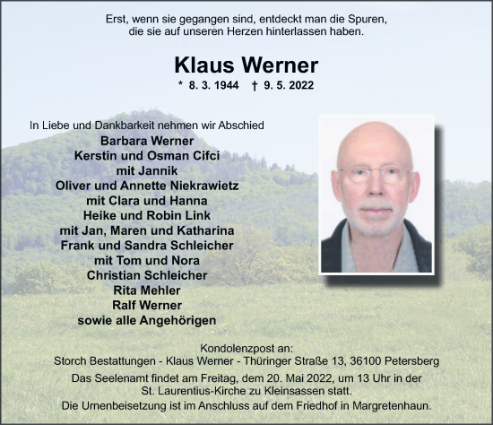 Traueranzeige von Klaus Werner von FZ