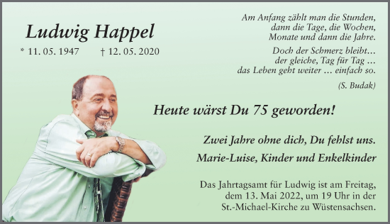 Traueranzeige von Ludwig Happel von FZ