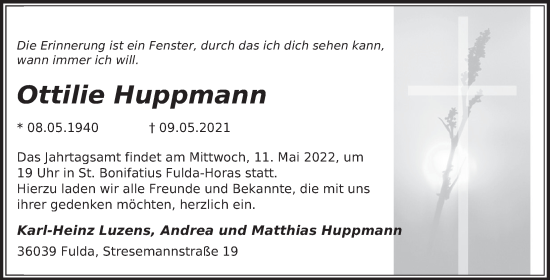 Traueranzeige von Ottilie Huppmann von FZ