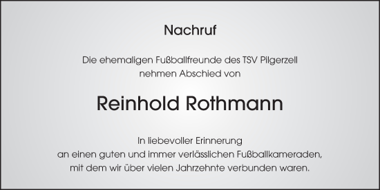 Traueranzeige von Reinhold Rothmann von FZ