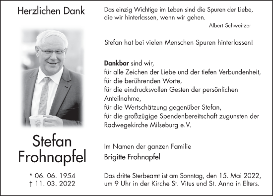 Traueranzeige von Stefan Frohnapfel von FZ