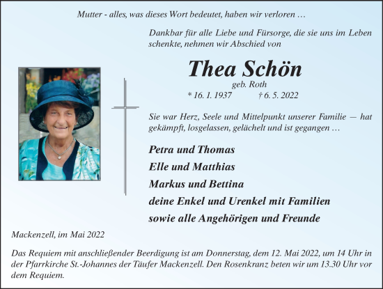 Traueranzeige von Thea Schön von FZ