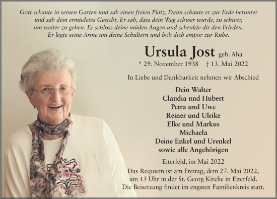 Traueranzeige von Ursula Jost von FZ