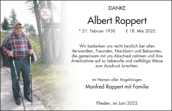 Traueranzeige von Albert Roppert von FZ