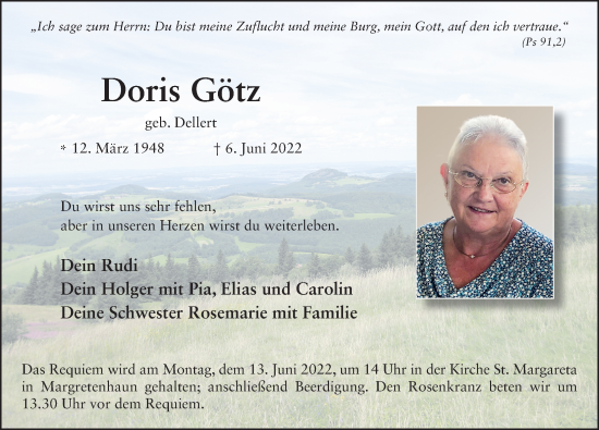 Traueranzeige von Doris Götz von FZ